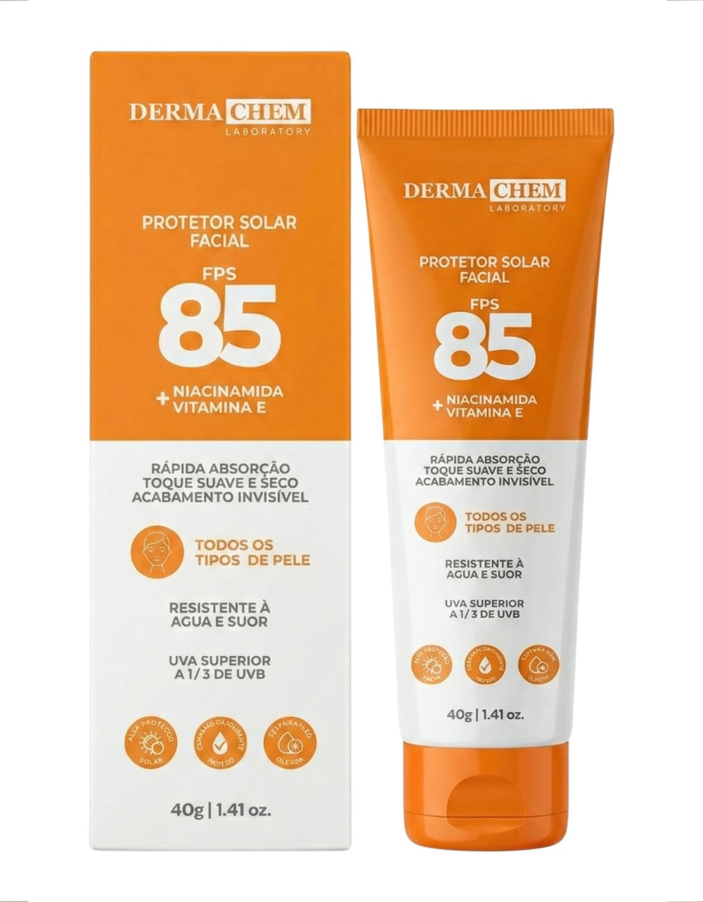 Protetor Solar Facial Dermachem FPS 85-40g - Alta Proteção para Pele Oleosa, Não Comedogênico, Custo-benefício