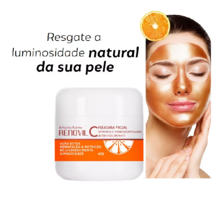 Máscara Facial Peel Off Renovil C Abelha Rainha Vitamina C Nanoencapsulada Ácido Hialurônico 60g Detox Iluminadora