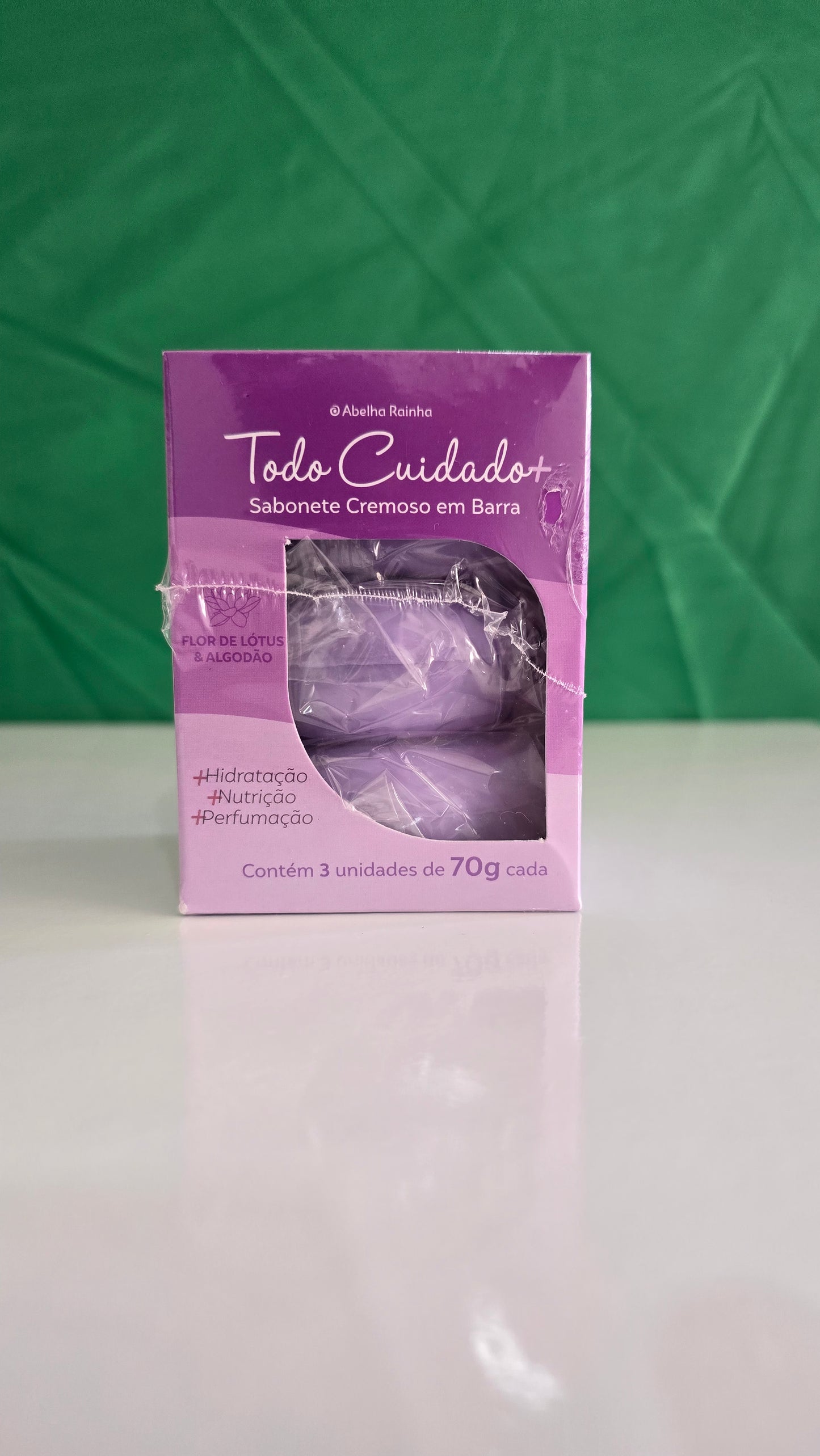 Kit 3 Sabonetes Abelha Rainha Todo Cuidado+ 70g Flor de Lótus Algodão Hidratante Perfumado