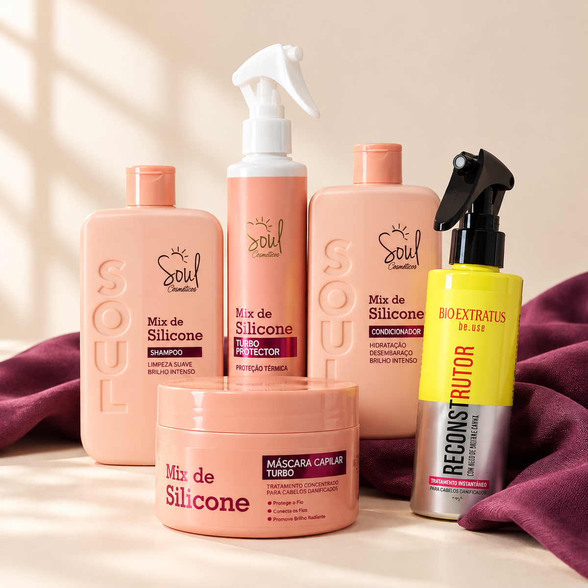 Kit Reconstrução Capilar – Mix de Silicone Soul + Reconstrutor Be.Use