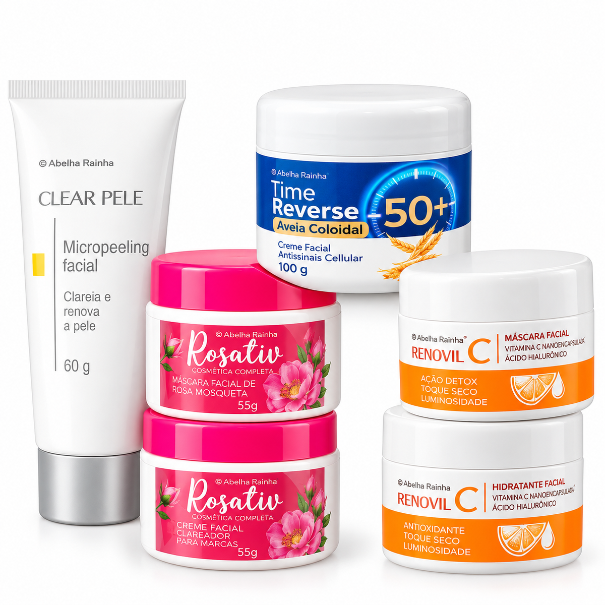 Kit Antissinais Rosa Mosqueta + Vitamina C Abelha Rainha (5 itens)