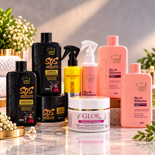 Kit Cronograma Capilar Completo – Soul + GLOR Cachos + Reconstrutor Be.Use