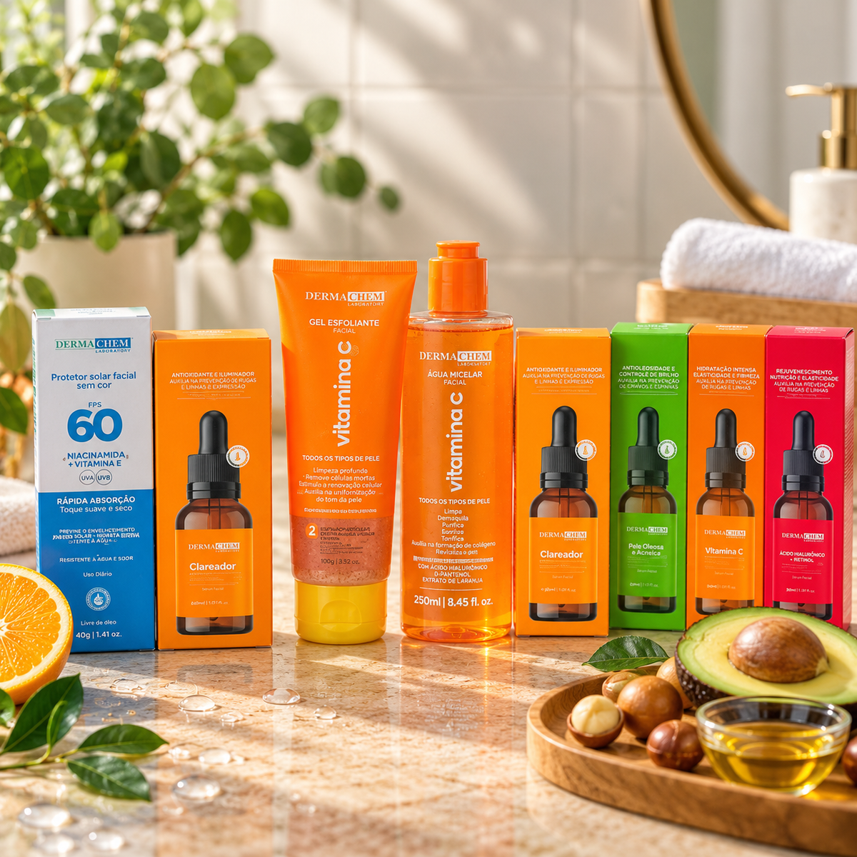Kit Pele Uniforme Dermachem – Rotina Clareadora com Sérum e Vitamina C (5 itens)