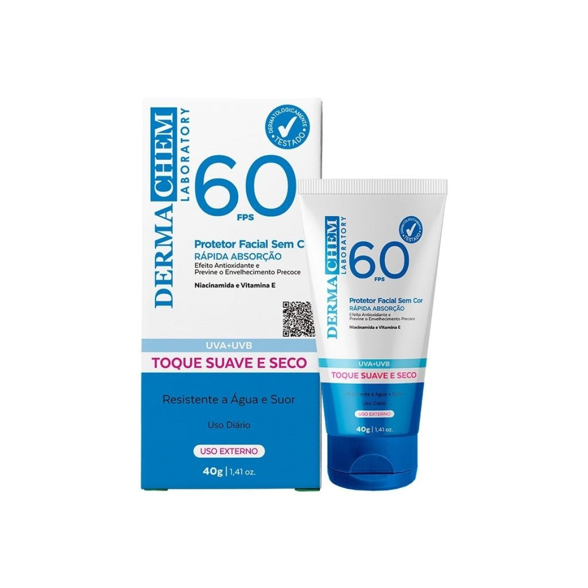 Dermachem Protetor Solar Rosto Fps 60 Sem Cor 40G