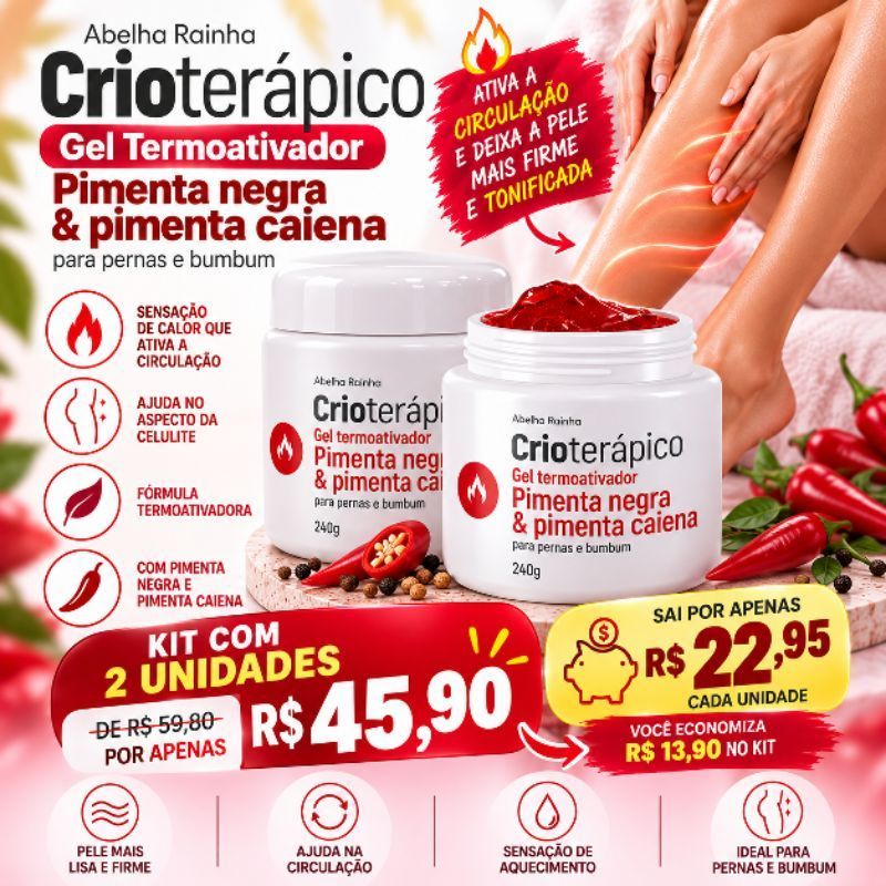 Gel Termoativador Pimenta Negra e Caiena – Abelha Rainha