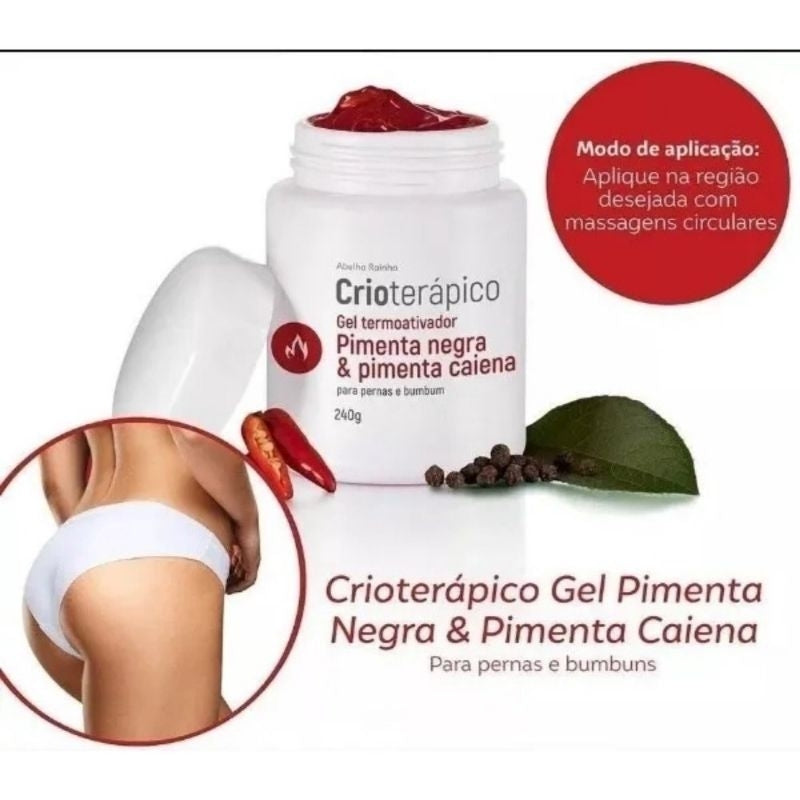 Gel Termoativador Pimenta Negra e Caiena – Abelha Rainha