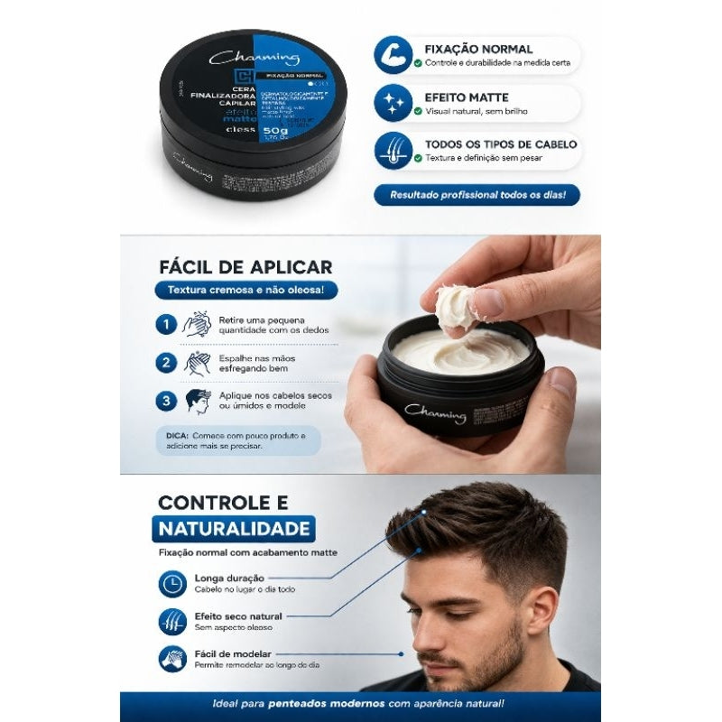 Cera Capilar Charming Fixação Normal Efeito Matte 50g – Cless
