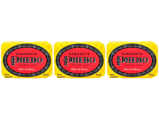 Kit 3 Phebo Sabonete em Barra Odor de Rosas Granado 90g