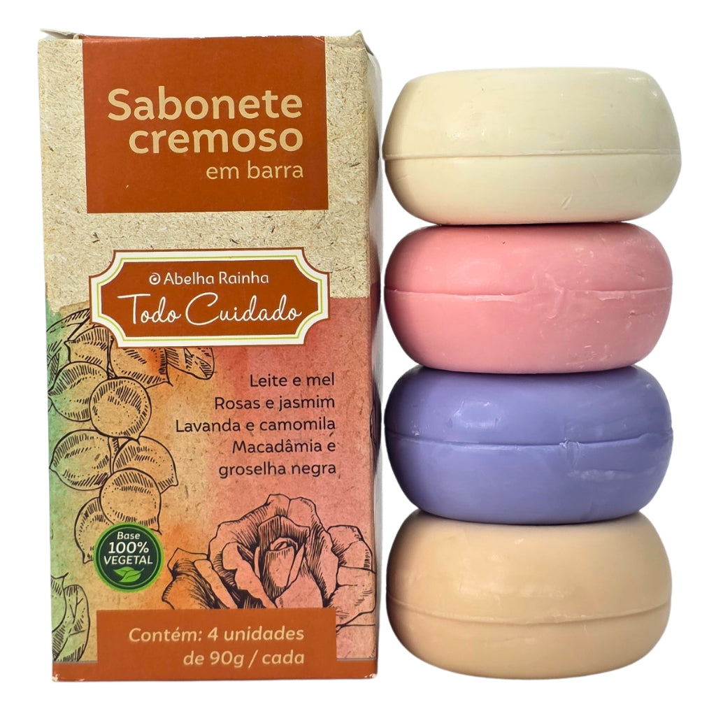 Kit Presenteável 4 Sabonetes Cremosos Abelha Rainha Todo Cuidado 90g Perfumado