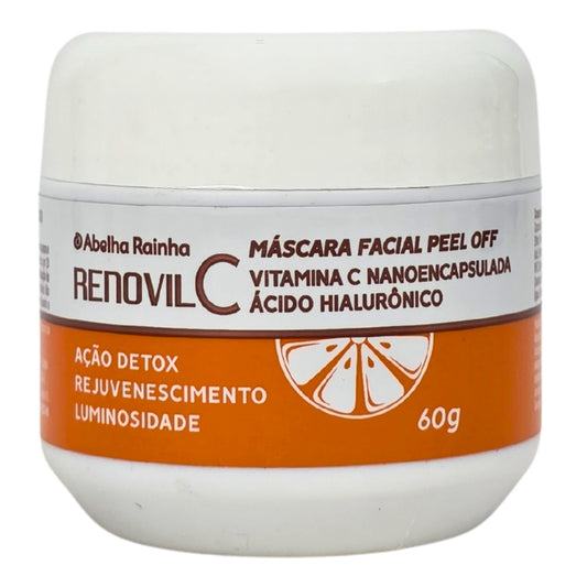 Máscara Facial Peel Off Renovil C Abelha Rainha Vitamina C Nanoencapsulada Ácido Hialurônico 60g Detox Iluminadora