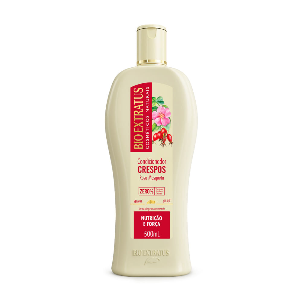 Kit Bio Extratus Crespos Rosa Mosqueta Shampoo 500ml + Condicionador 500ml + Creme 230g