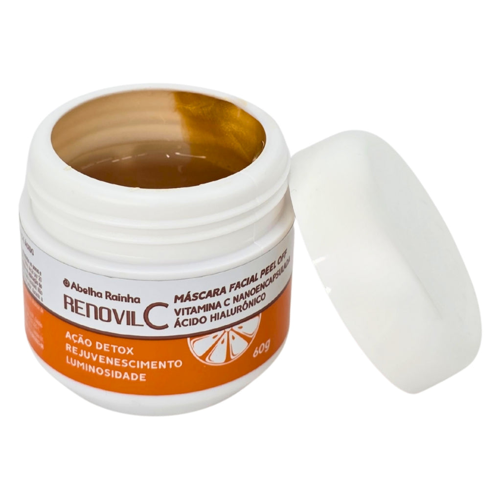 Máscara Facial Peel Off Renovil C Abelha Rainha Vitamina C Nanoencapsulada Ácido Hialurônico 60g Detox Iluminadora