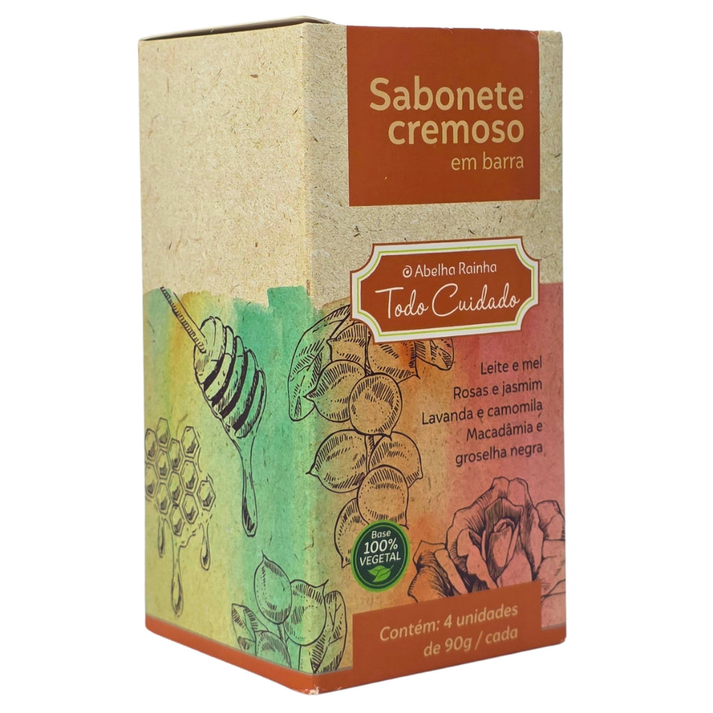 Kit Presenteável 4 Sabonetes Cremosos Abelha Rainha Todo Cuidado 90g Perfumado