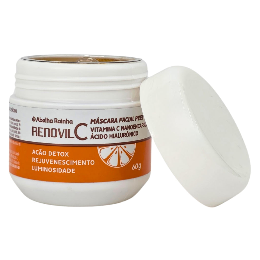 Máscara Facial Peel Off Renovil C Abelha Rainha Vitamina C Nanoencapsulada Ácido Hialurônico 60g Detox Iluminadora