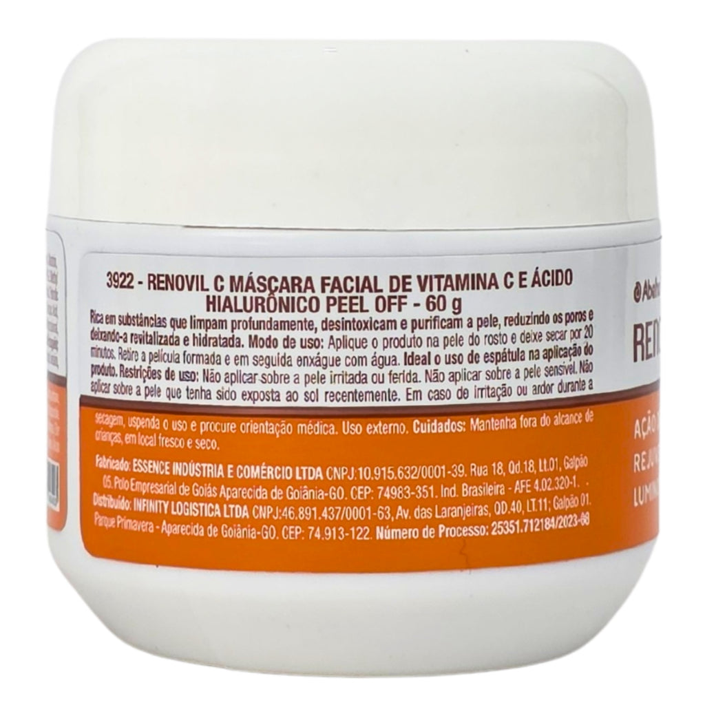 Máscara Facial Peel Off Renovil C Abelha Rainha Vitamina C Nanoencapsulada Ácido Hialurônico 60g Detox Iluminadora