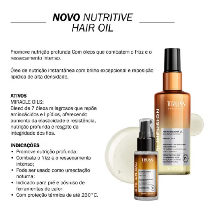 Truss Óleo Capilar Nutritivo Nutri Infusion | Nutrição Profunda e Controle de Frizz | 30ml