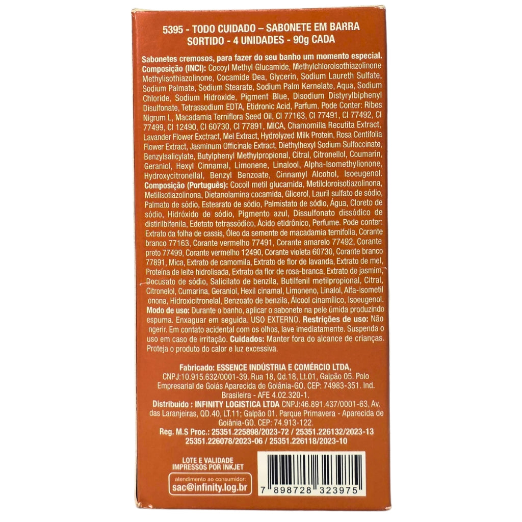 Kit Presenteável 4 Sabonetes Cremosos Abelha Rainha Todo Cuidado 90g Perfumado