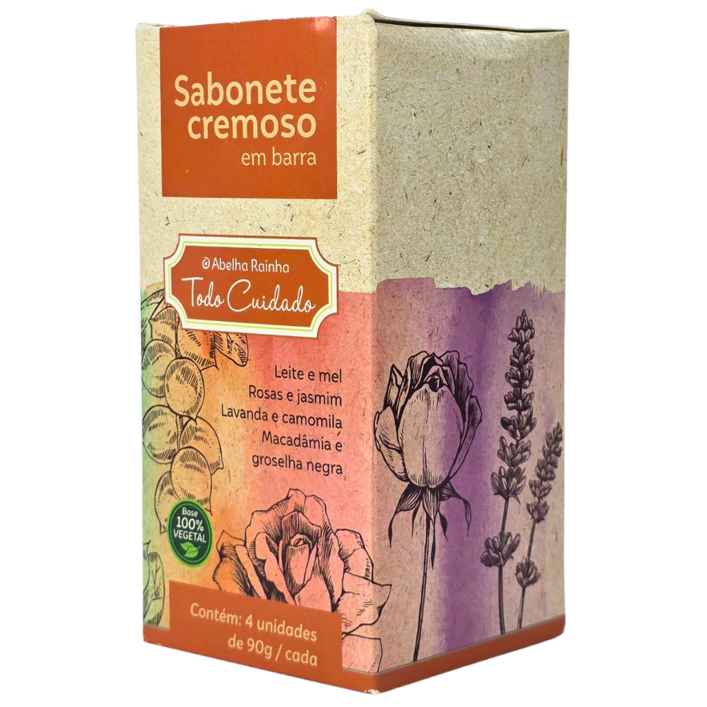 Kit Presenteável 4 Sabonetes Cremosos Abelha Rainha Todo Cuidado 90g Perfumado