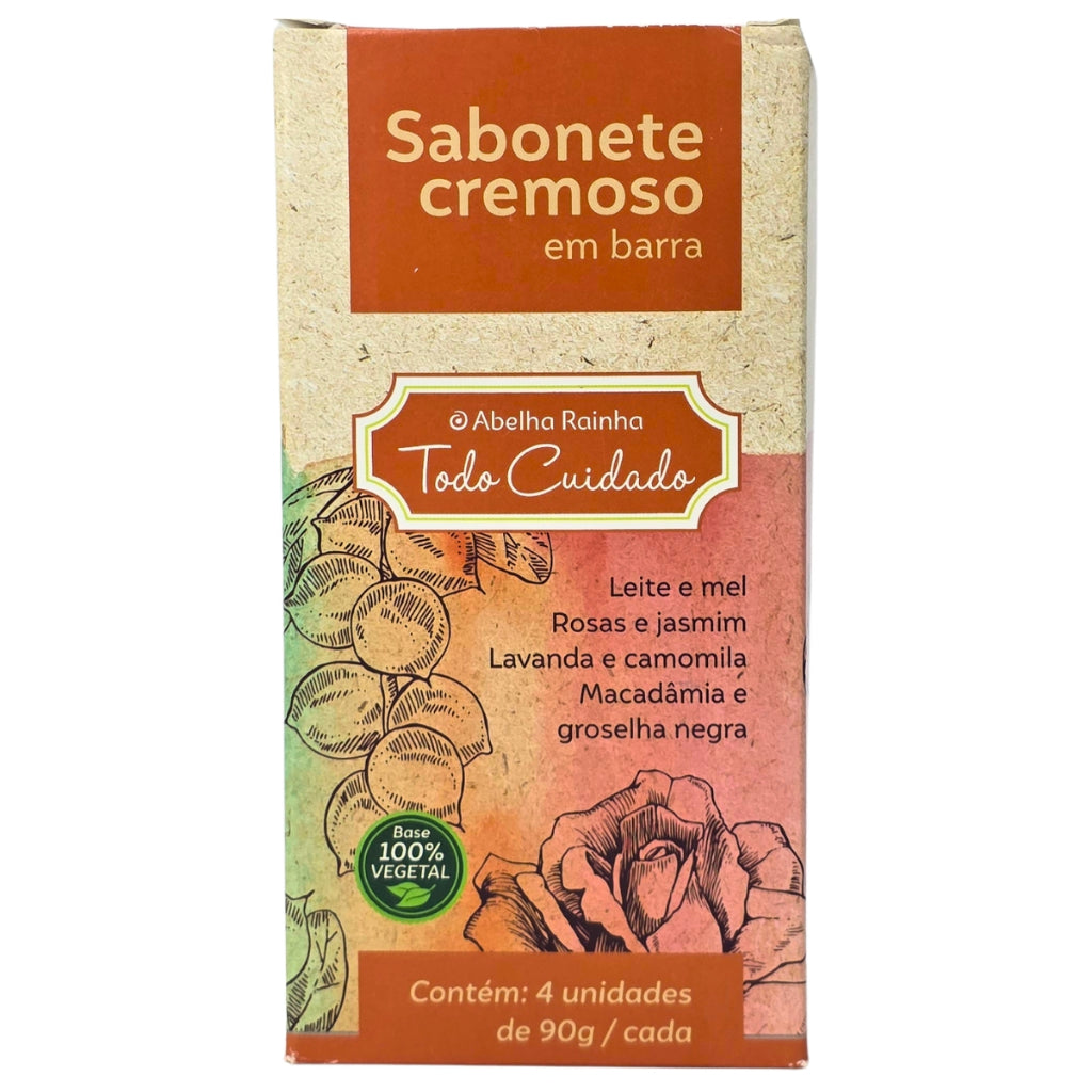 Kit Presenteável 4 Sabonetes Cremosos Abelha Rainha Todo Cuidado 90g Perfumado