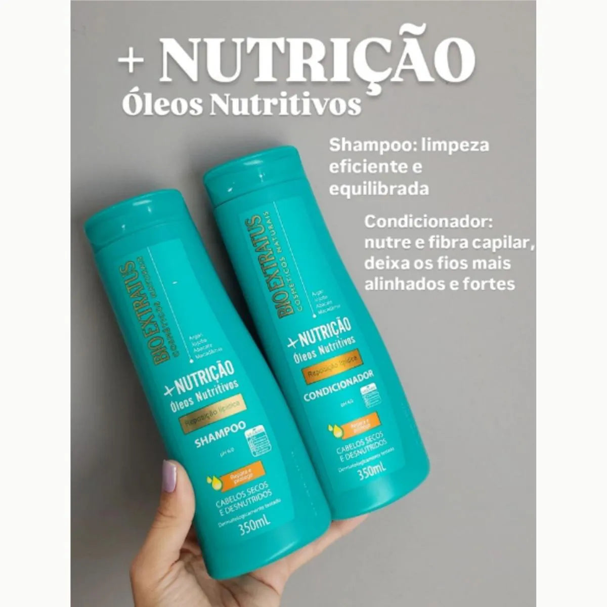 Kit Bio Extratus Nutrição Shampoo 350ml + Condicionador 350ml + Máscara 90g Óleos Nutritivos