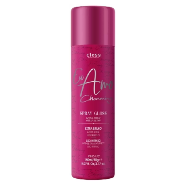 Spray Gloss Eu Amo Charming Cless Extra Brilho 150ml – Finalizador Capilar com Efeito Liso Intenso