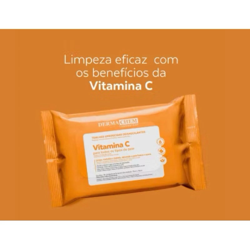 Lenço Demaquilante Dermachem Vitamina C - Limpeza Profunda e Iluminação