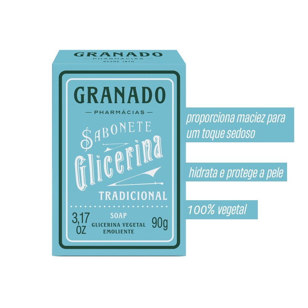Granado Sabonete Vegetal De Glicerina, Tradicional, 90g