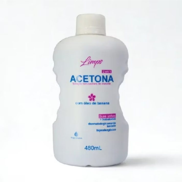 Removedor de Esmalte - Acetona Cruzeiro Limpp's 480ml 2 em 1 com Óleo de Banana – Remove Esmalte sem Ressecar
